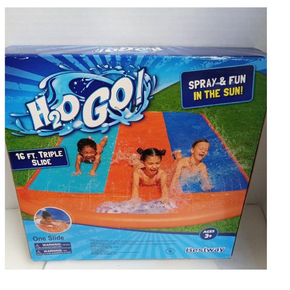 *NEW IN BOX**16 Ft Long Triple Slider with Drench Pool Bestway - Picture 3 of 3